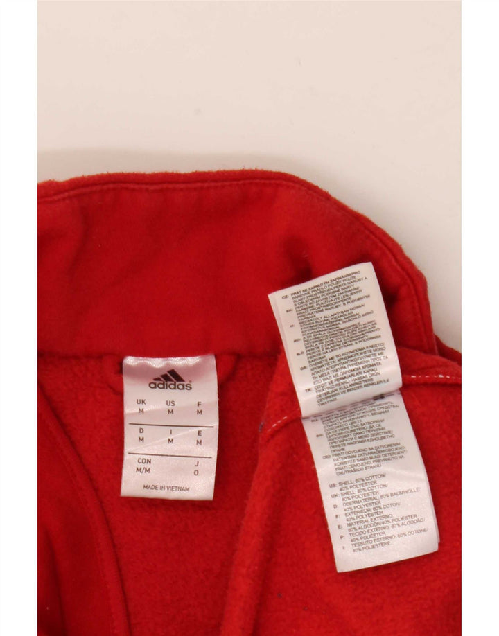 Adidas Mens Zip Neck Moletom Jumper Médio Algodão Vermelho