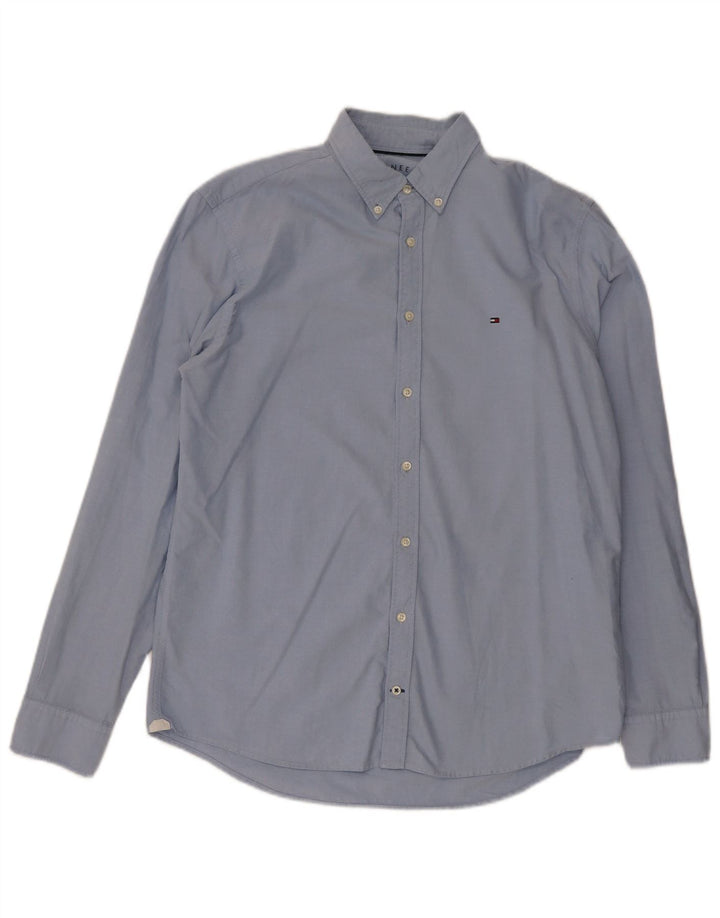 Camisa masculina Tommy Hilfiger grande algodão azul