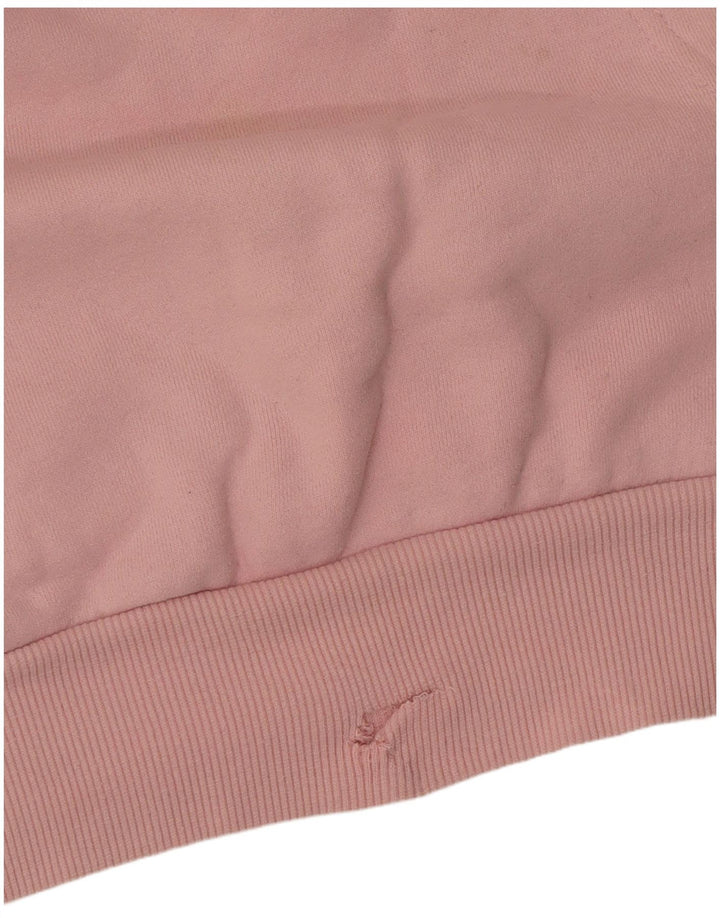 ELLESSE Suéter feminino com capuz gráfico grande tamanho UK 8 pequeno algodão rosa