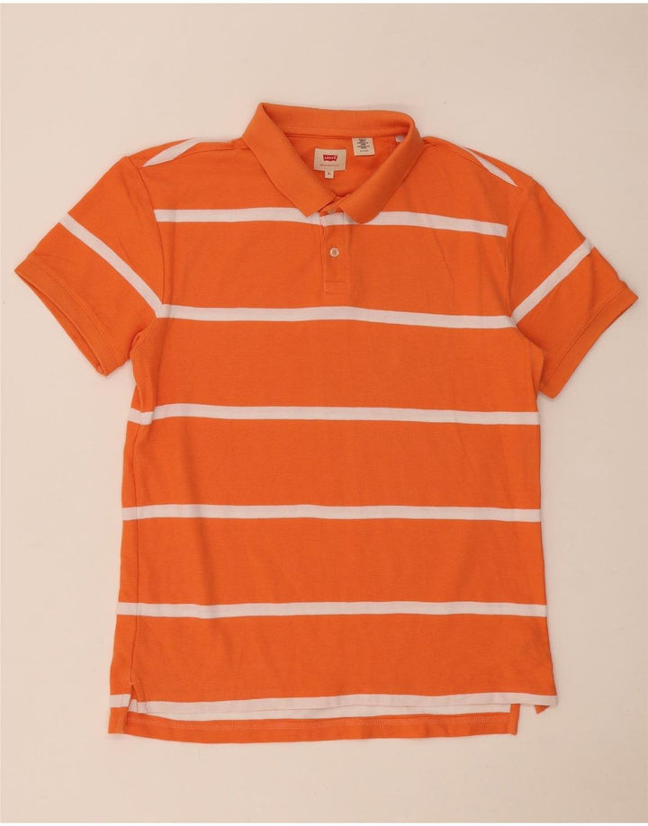 Camisa polo masculina Levi's XL laranja listrada de algodão