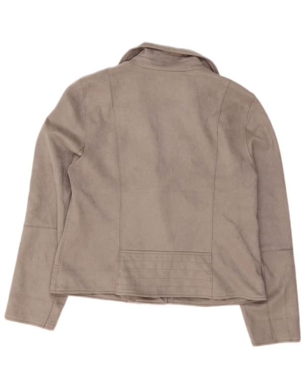 Jaqueta de motociclista feminina M&Co UK 14 grande poliéster cinza