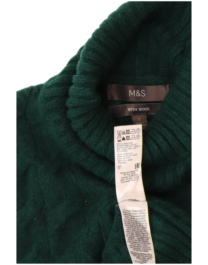 Suéter feminino MARKS & SPENCER com gola redonda e acrílico verde pequeno Reino Unido 10