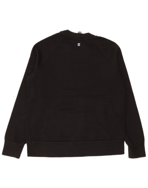 Sweaty Betty feminino gráfico oversized moletom jumper Reino Unido 10 pequeno preto
