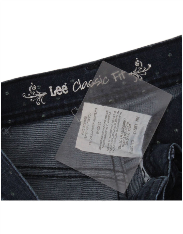 LEE Calça jeans feminina Classic Fit Capri US 6 Médio W28 L19 Azul marinho manchado