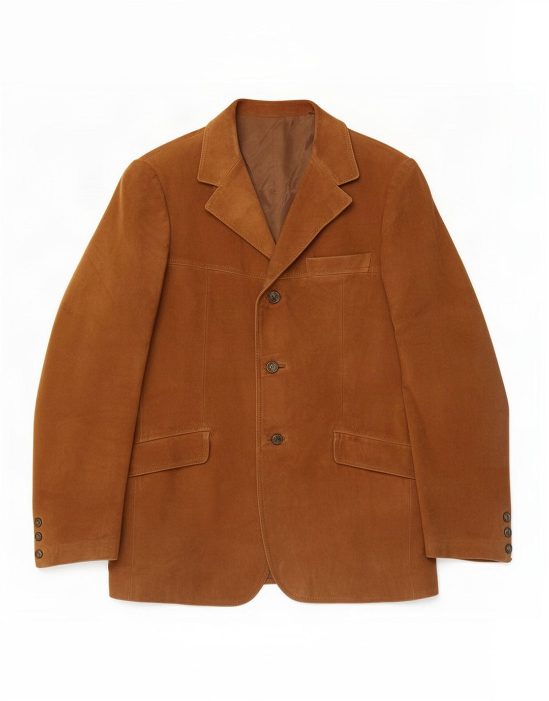 Jaqueta blazer masculina vintage de camurça com 3 botões IT 50 grande marrom
