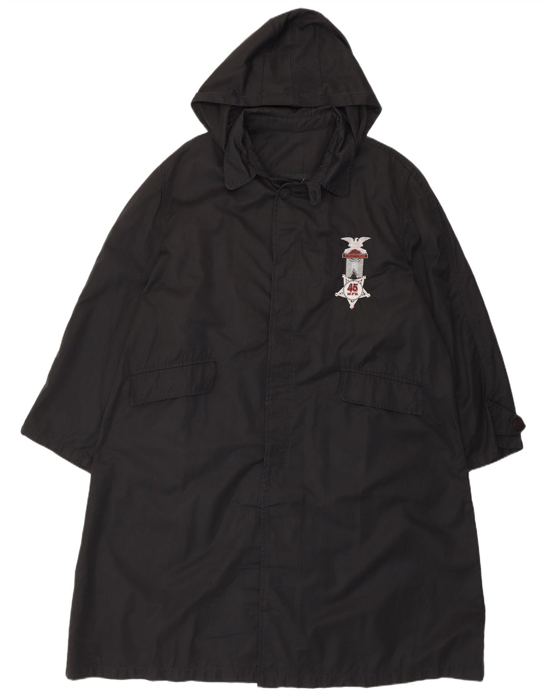 Sobretudo masculino UNIFORM com capuz UK 40 grande algodão preto