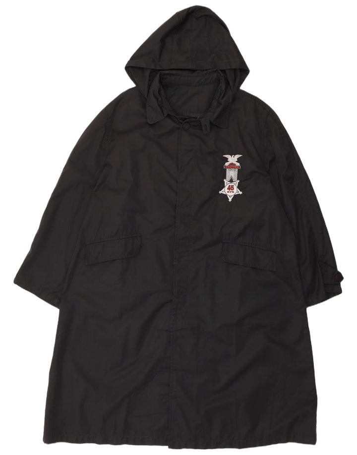 Sobretudo masculino UNIFORM com capuz UK 40 grande algodão preto