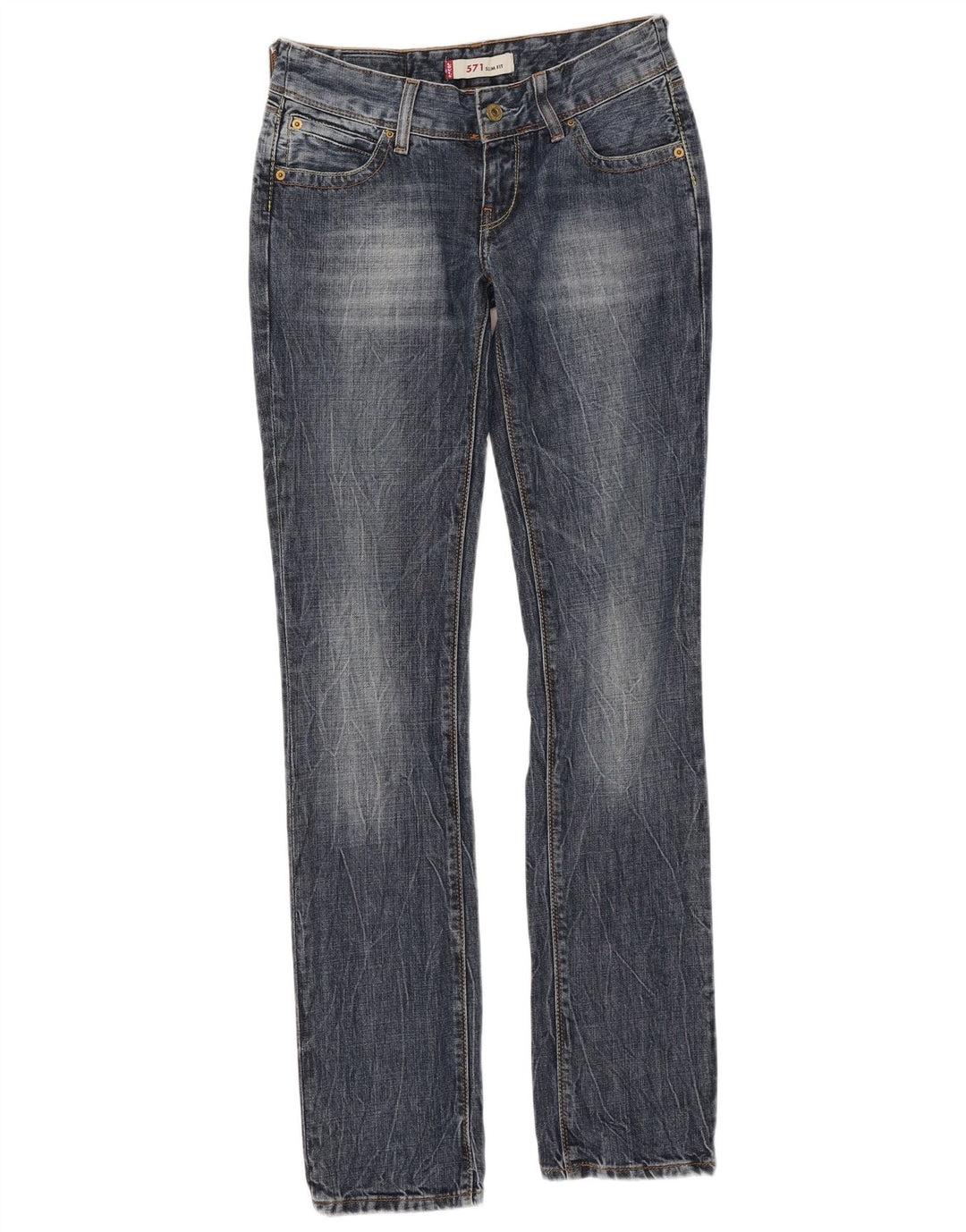 Calça jeans feminina Levi's 571 Slim W27 L34 azul algodão