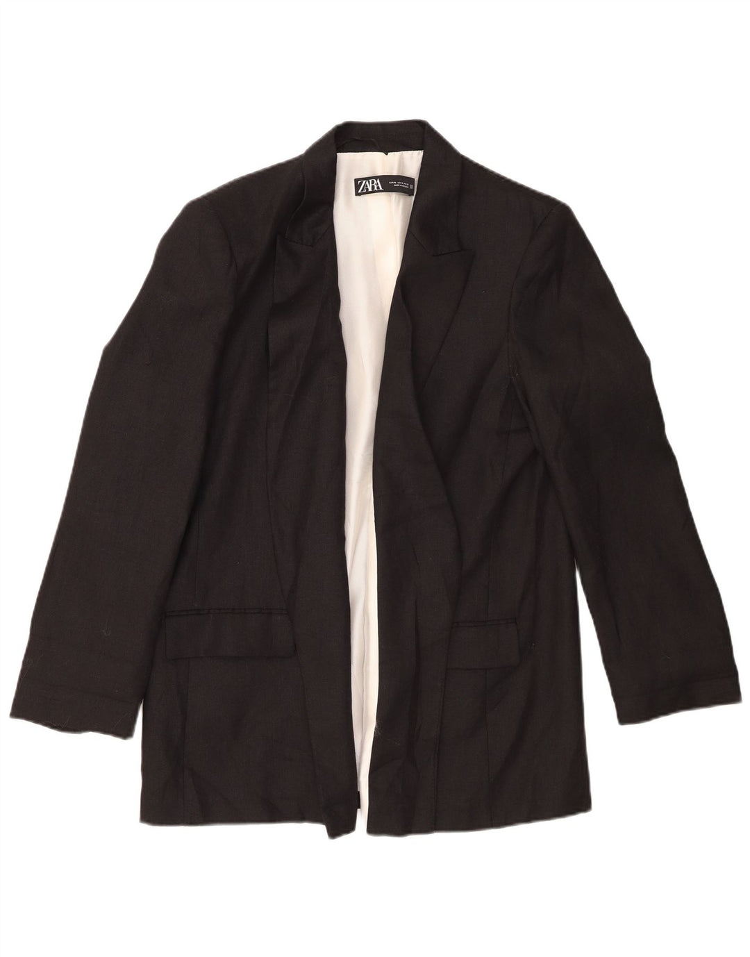 Jaqueta Zara Womens Open Blazer UK 18 XL Linho Preto