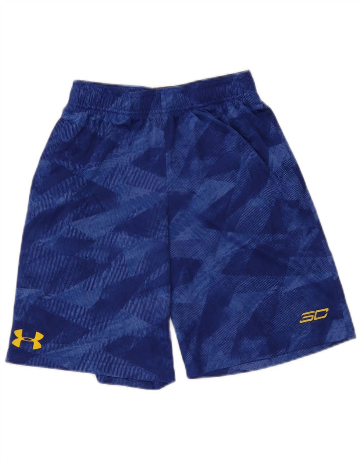 Shorts esportivos masculinos Under Armour 9-10 anos médio azul geométrico