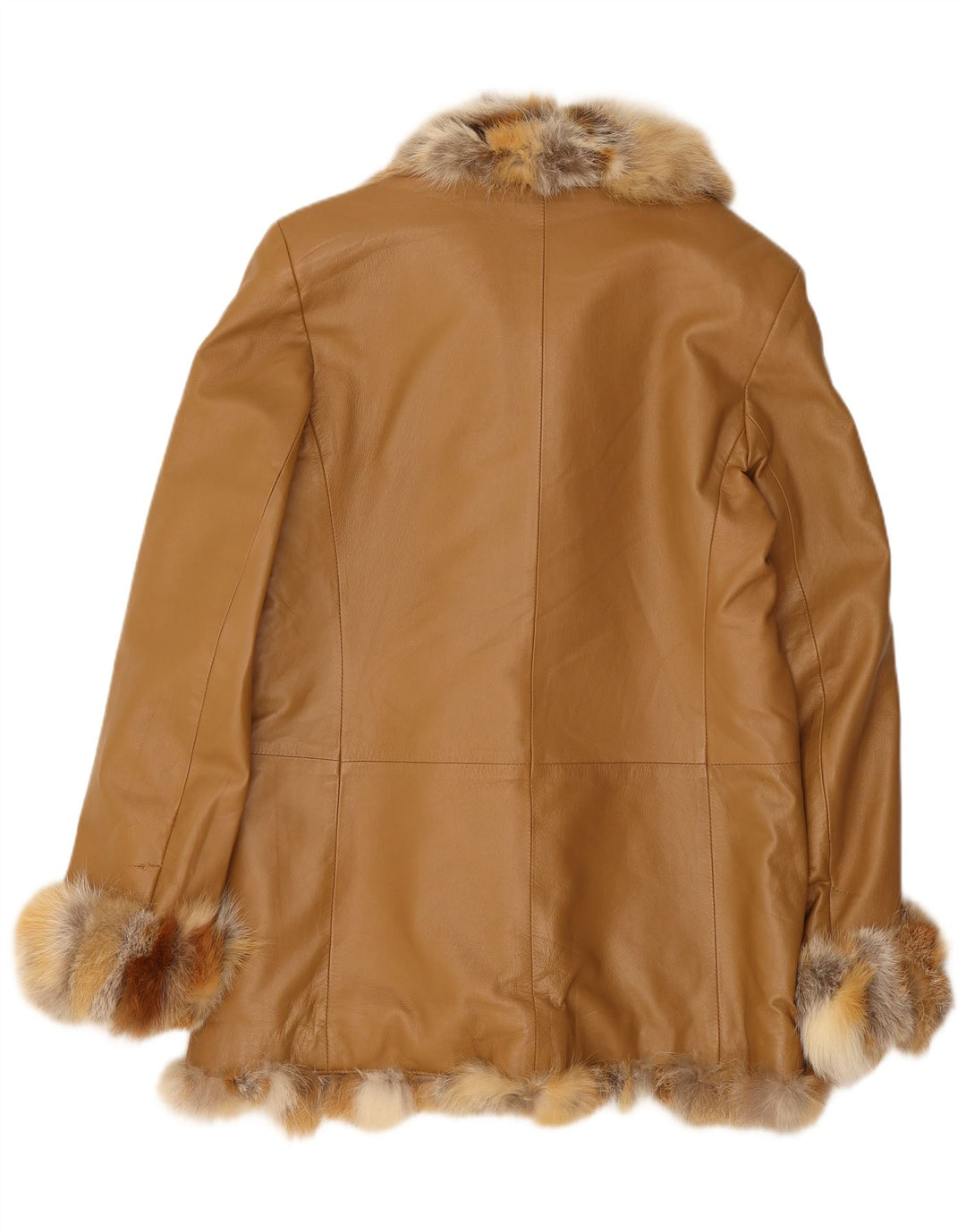 Jaqueta de couro feminina vintage UK 14 marrom médio