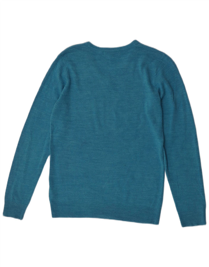 Suéter masculino Marks & Spencer com decote em V pequeno turquesa salpicado