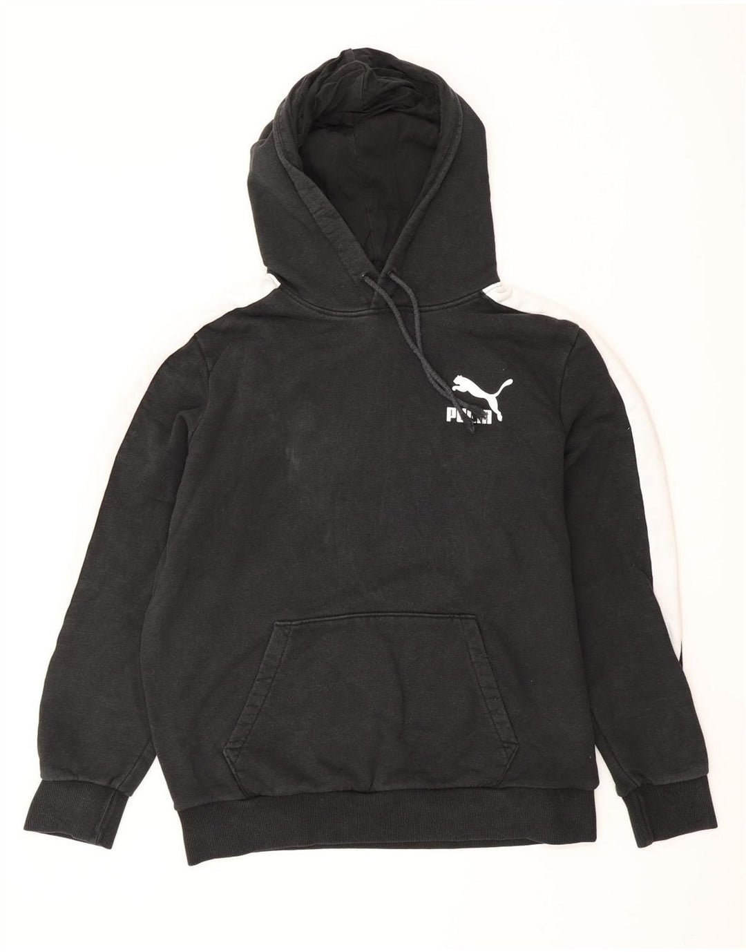 PUMA Mens Hoodie Jumper Médio Preto Colorblock Algodão