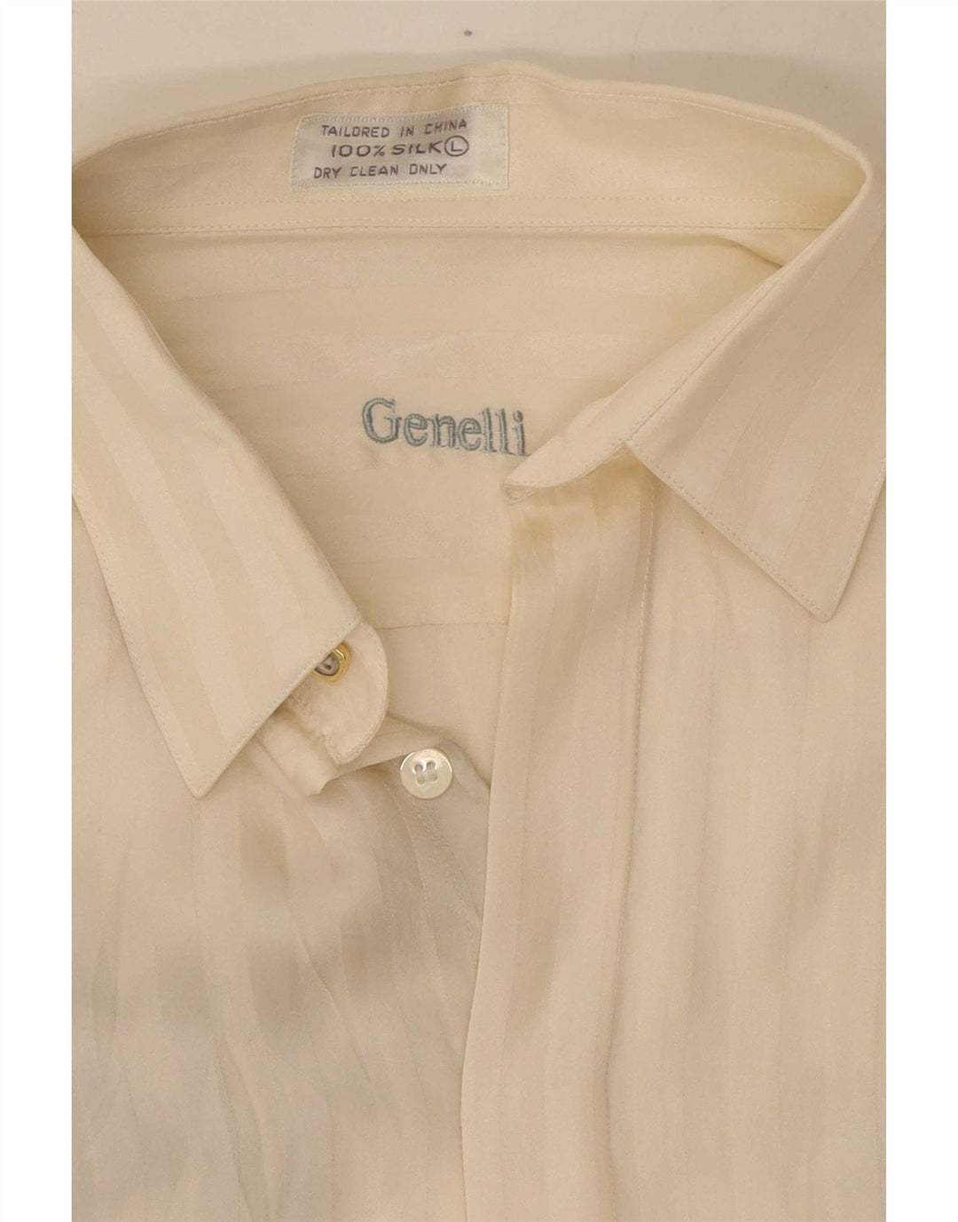 Blusa feminina Genelli Reino Unido 16 grande seda listrada branca