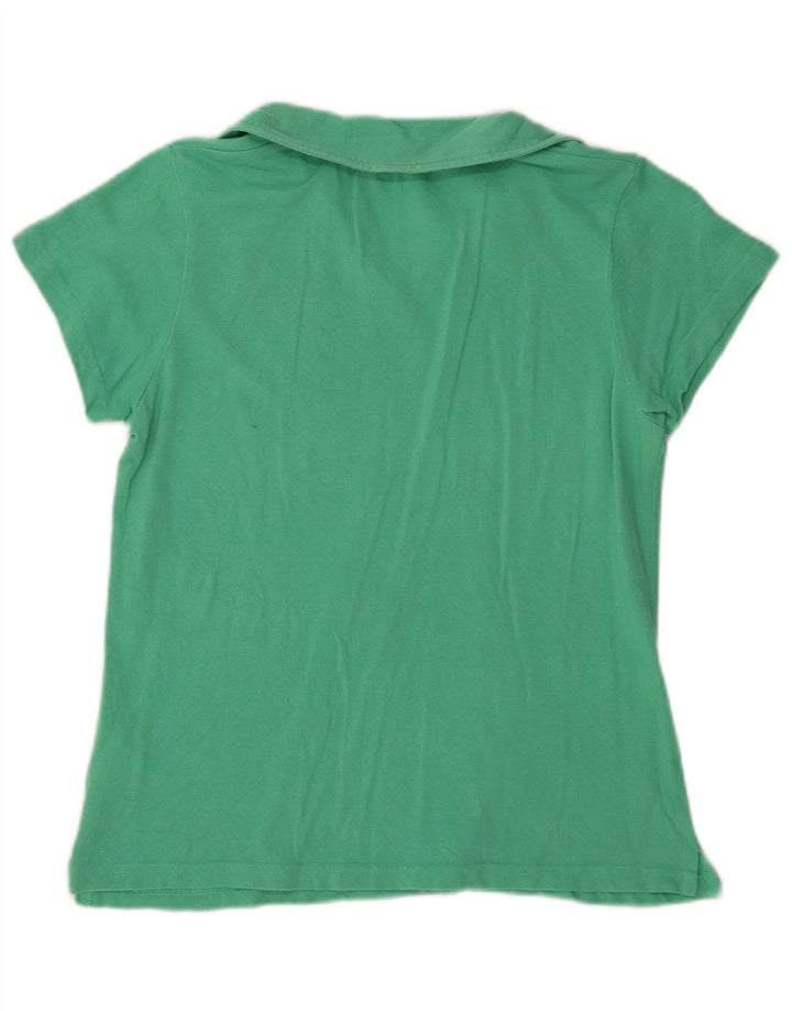 Camisa polo feminina Avirex Reino Unido 12 algodão verde médio
