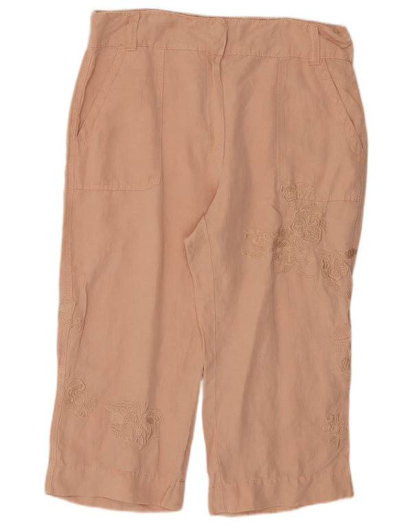 Calça capri feminina Marks & Spencer UK 14 grande W34 L20 rosa floral