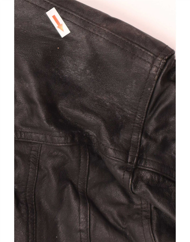 Jaqueta de couro masculina Milan UK 40 grande preta
