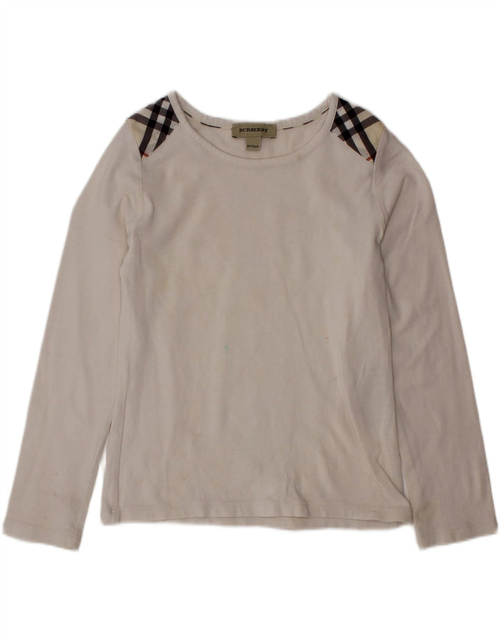 Blusa feminina BURBERRY manga comprida 5-6 anos xadrez branco