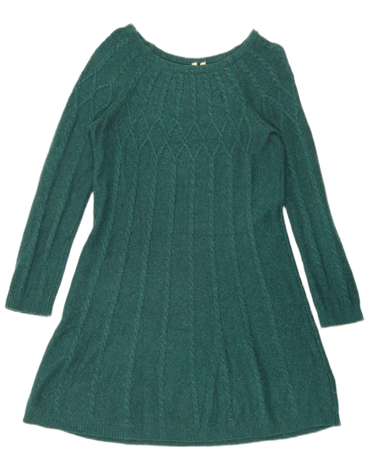 Vestido jumper feminino White Stuff UK 14 algodão verde médio