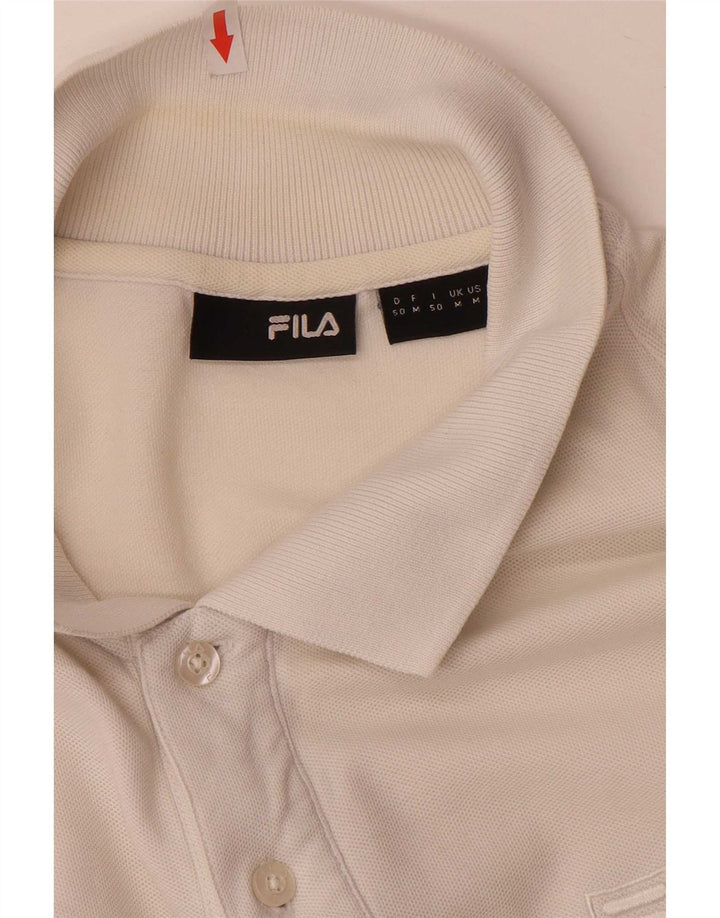 Camisa polo masculina Fila algodão branco médio