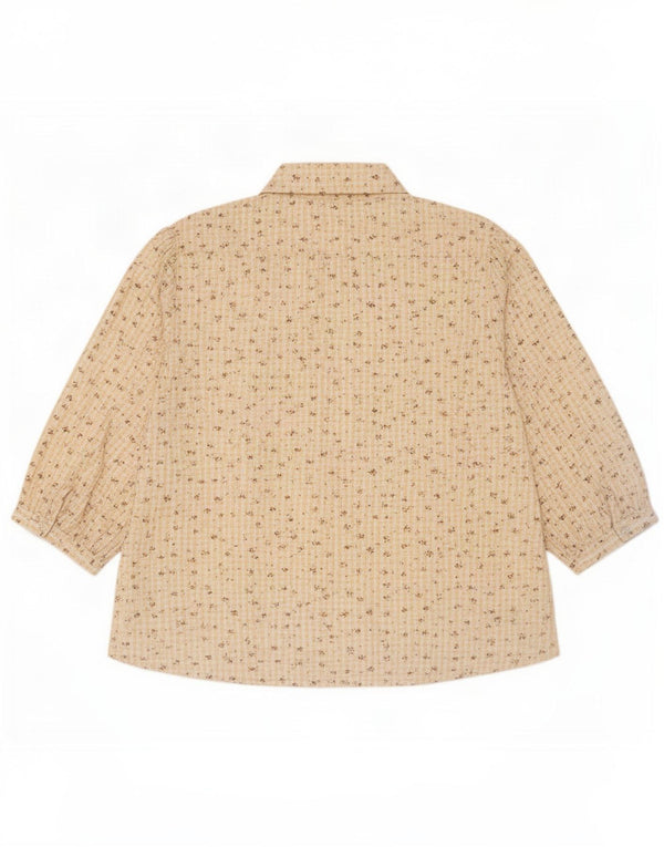 Blusa feminina de manga 3/4 Fat Face Reino Unido 14 grande algodão floral amarelo