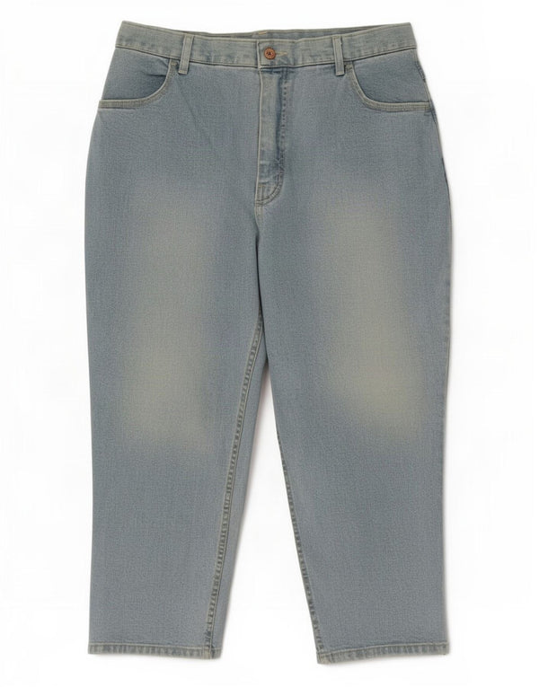 Jeans capri feminino de cintura alta Marks & Spencer UK 18 XL W32 L22 algodão azul