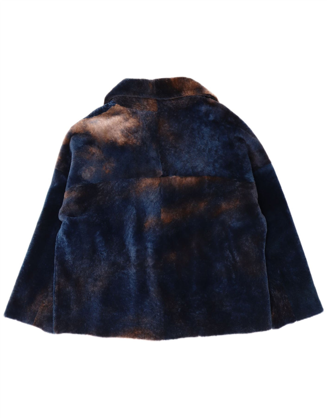 Jaqueta feminina VINTAGE de pele grande IT 50 XL pele de cordeiro azul marinho