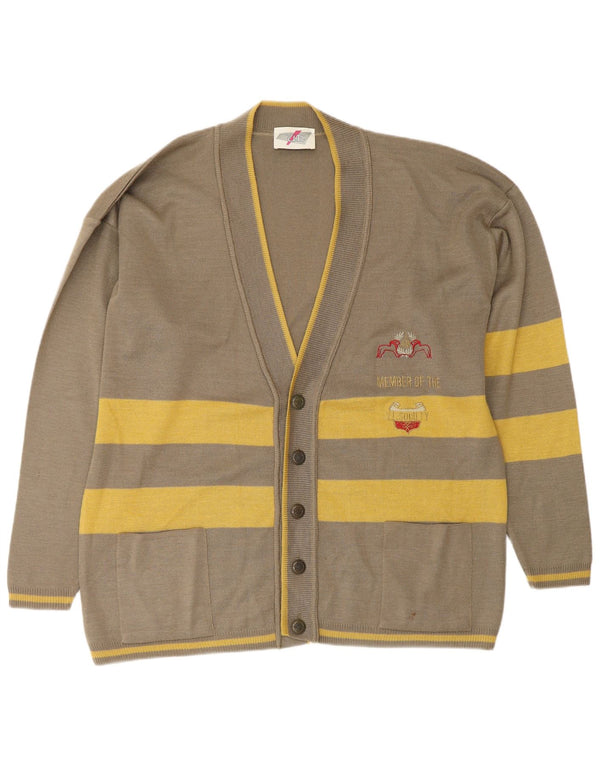 Suéter cardigã masculino VINTAGE solto, grande poliamida listrada verde