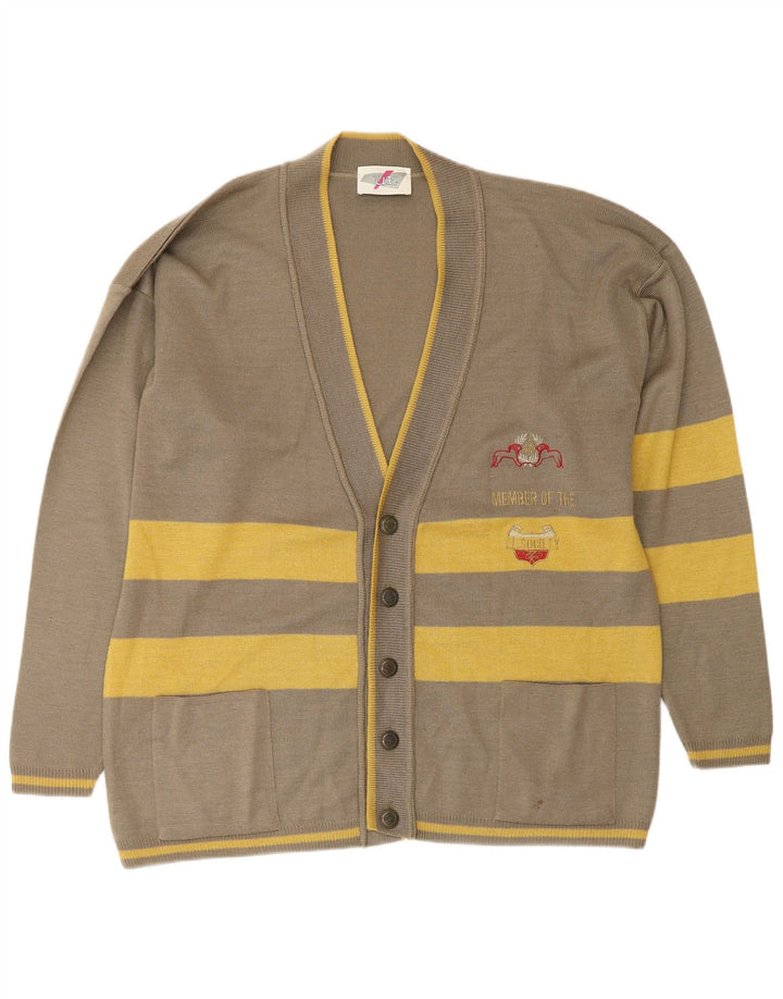 Suéter cardigã masculino VINTAGE solto, grande poliamida listrada verde