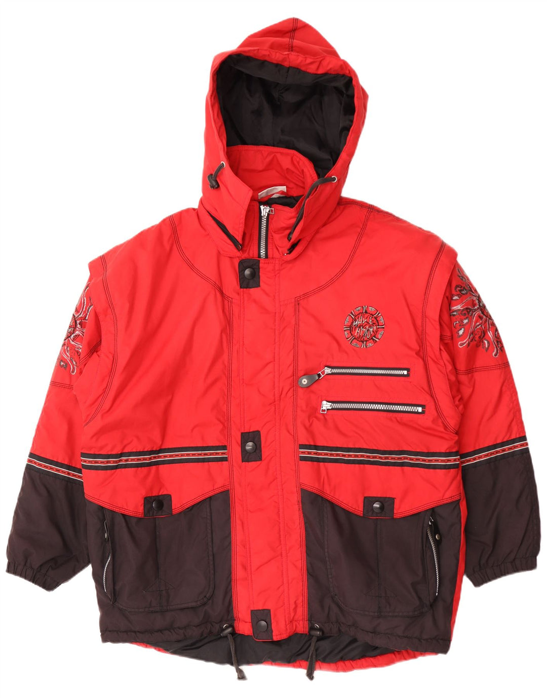 Jaqueta de esqui masculina com capuz gráfico Killtec UK 42 XL vermelho colorblock poliéster