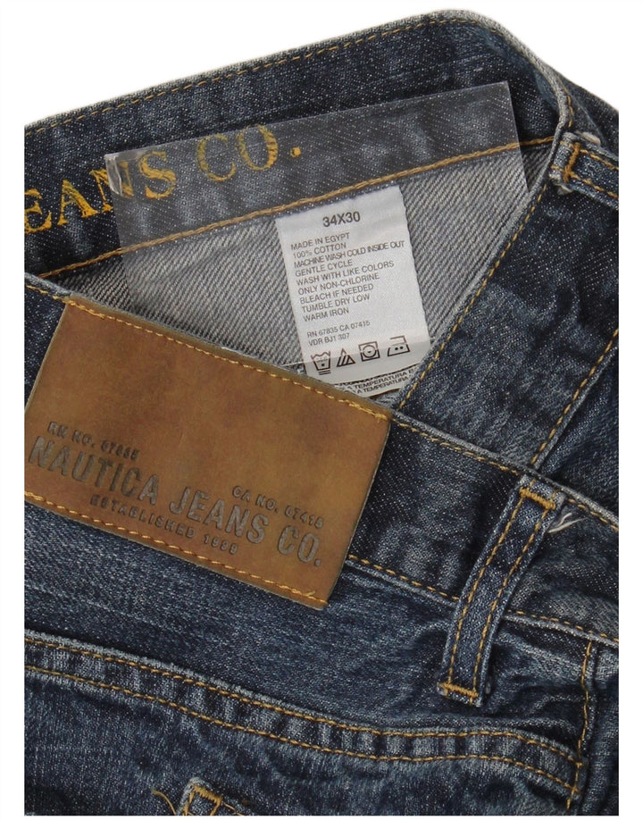 Calça jeans reta masculina Nautica W34 L30 azul algodão