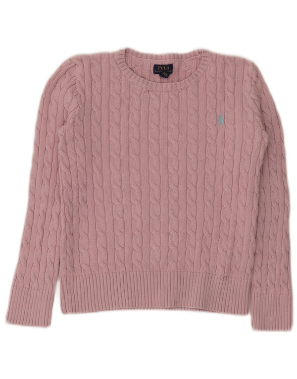 Polo Ralph Lauren Suéter feminino cropped com gola redonda 15-16 anos XL rosa