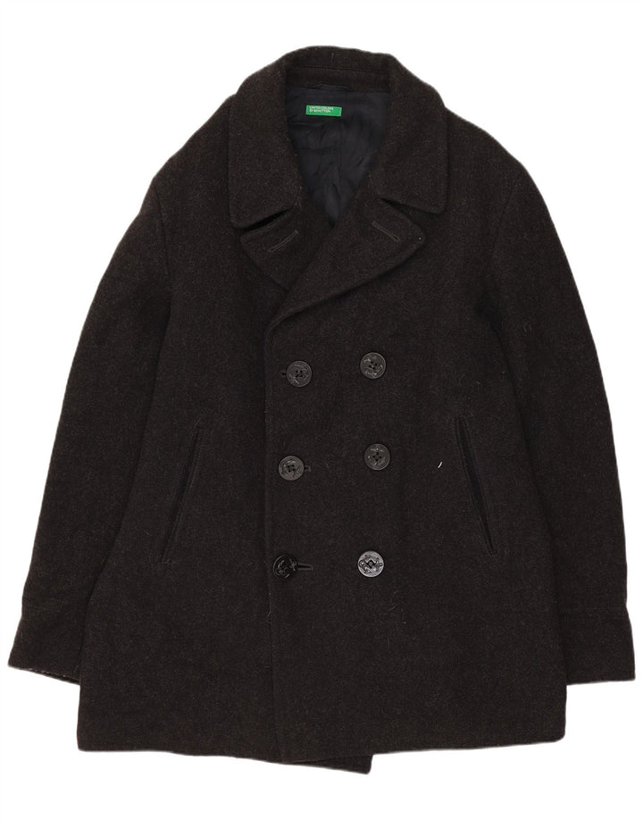 Benetton Masculino Pea Coat IT 48 Lã Cinza Médio