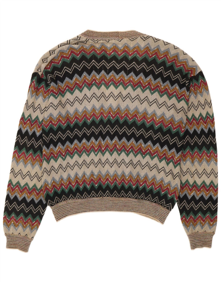 Suéter Cardigan Masculino Vintage IT 50 Médio Multicolorido Chevron Linho
