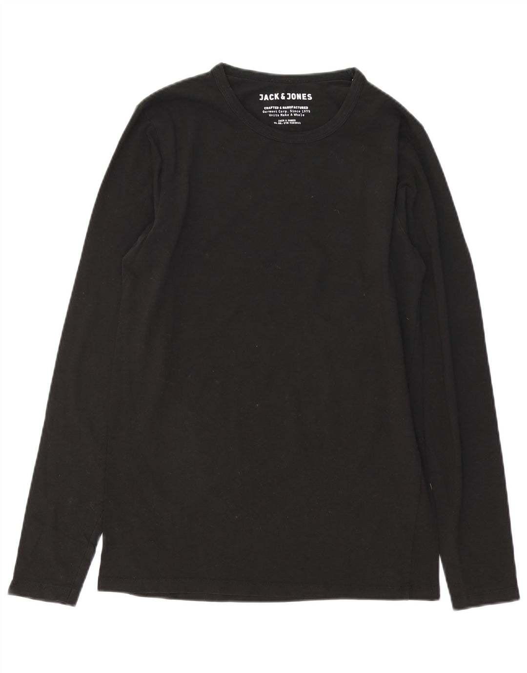 Jack & Jones Camiseta masculina de manga comprida de algodão preto médio