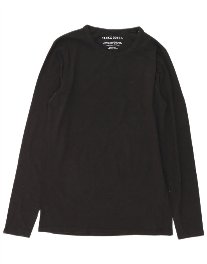 Jack & Jones Camiseta masculina de manga comprida de algodão preto médio