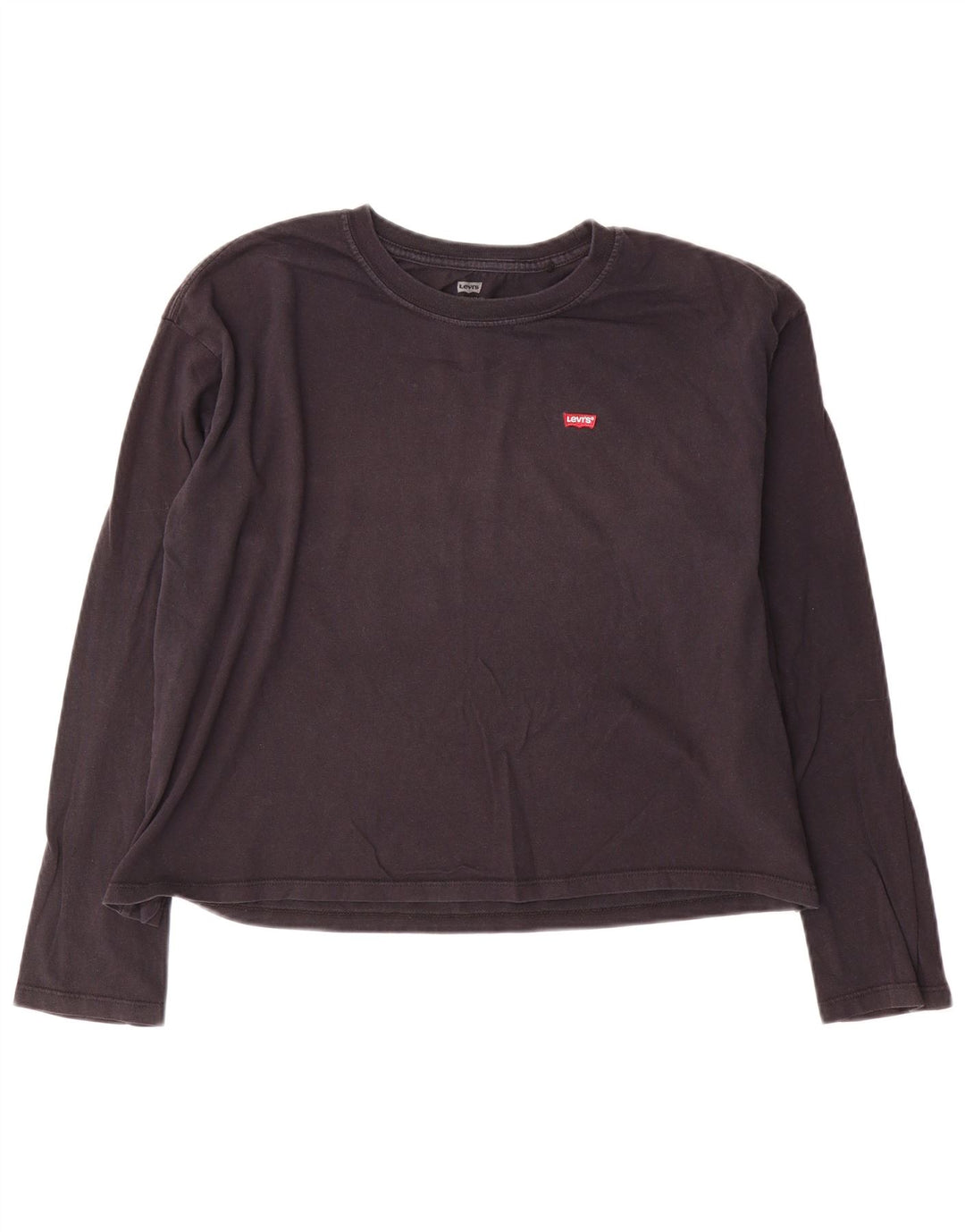 Top cropped feminino Levi's manga comprida UK 14 algodão azul marinho médio