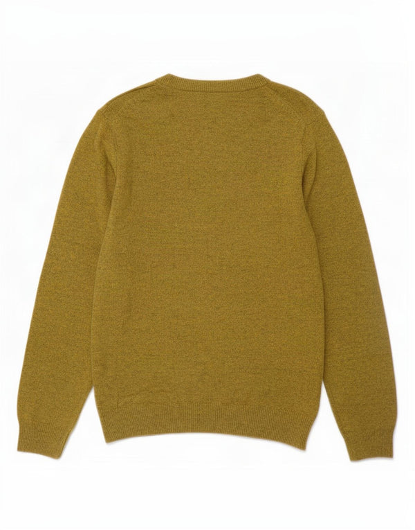 Suéter masculino Marks & Spencer com gola redonda, lã manchada amarela média