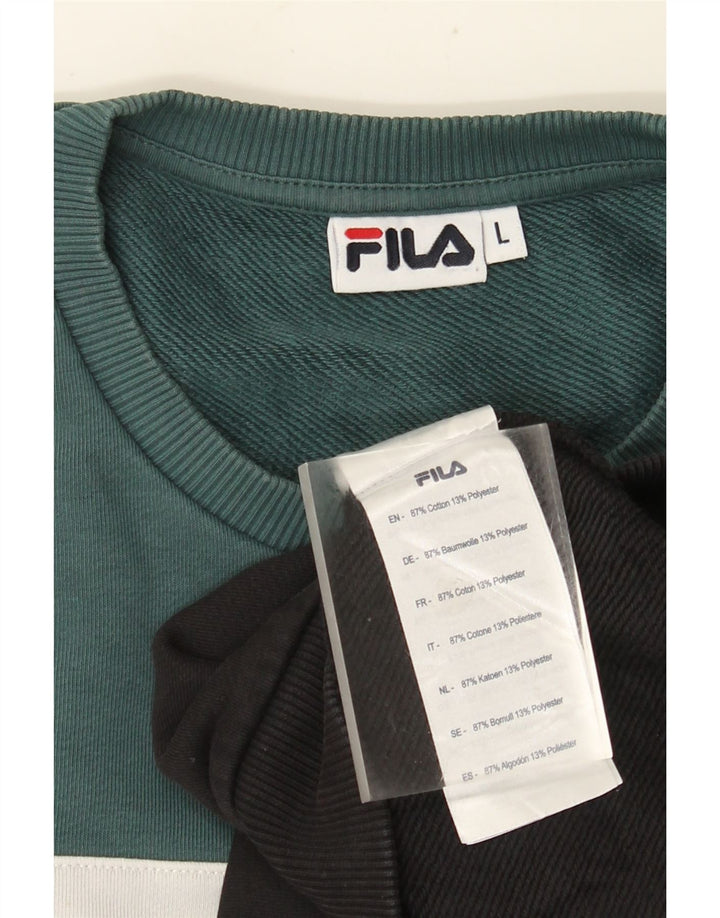 Fila moletom masculino jumper grande algodão colorblock preto