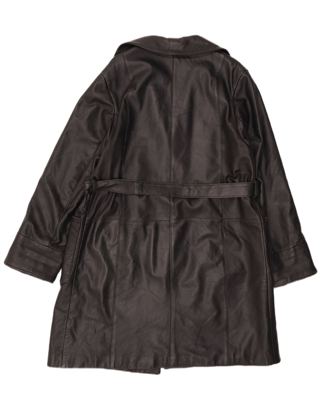 Casaco de couro feminino vintage IT 44 médio preto