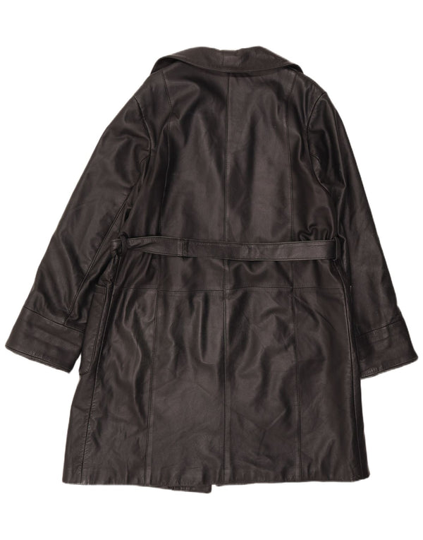 Casaco de couro feminino vintage IT 44 médio preto