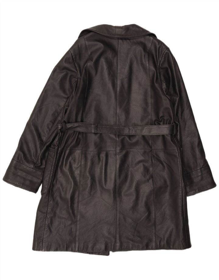 Casaco de couro feminino vintage IT 44 médio preto