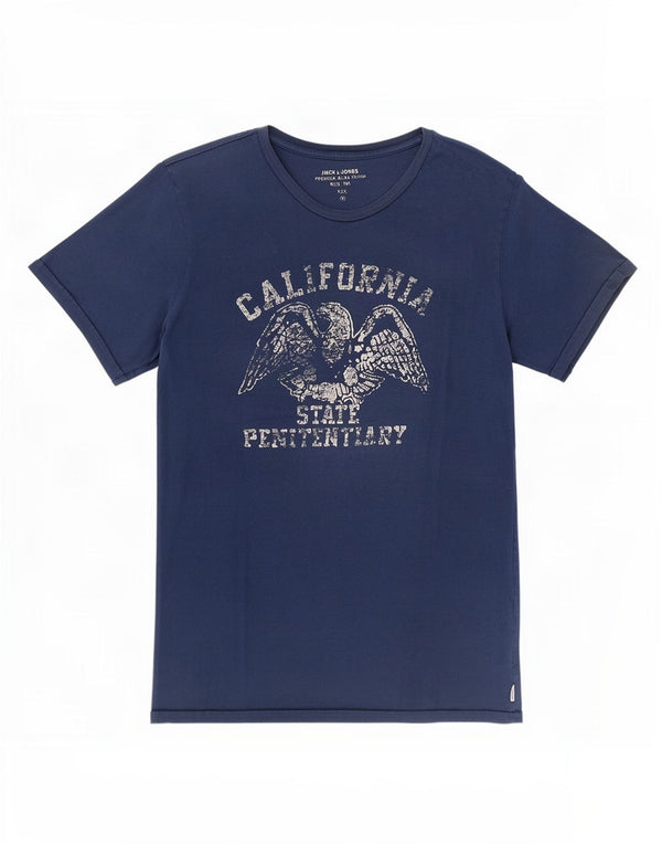 Camiseta gráfica masculina Jack & Jones Top XL azul marinho