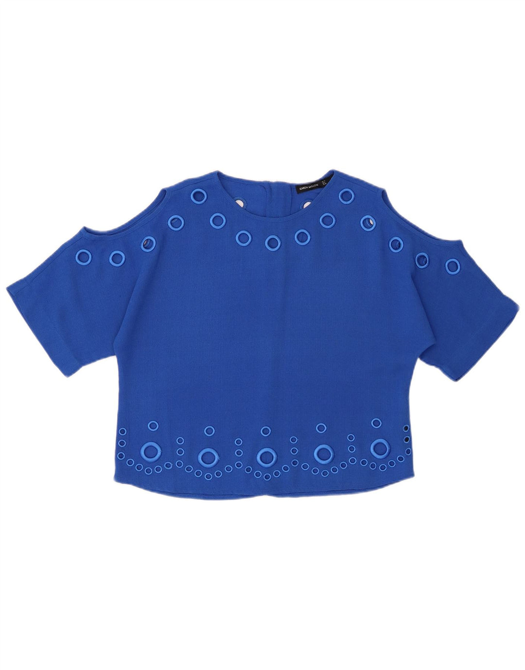 Blusa feminina grande KAREN MILLEN UK 10 poliéster azul pequeno