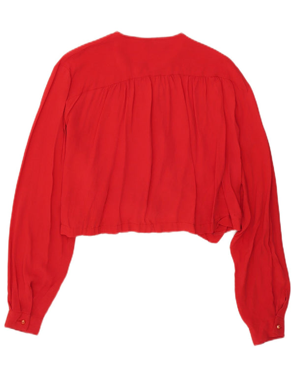 Blusa vintage feminina cropped oversized Reino Unido 16 grande vermelha