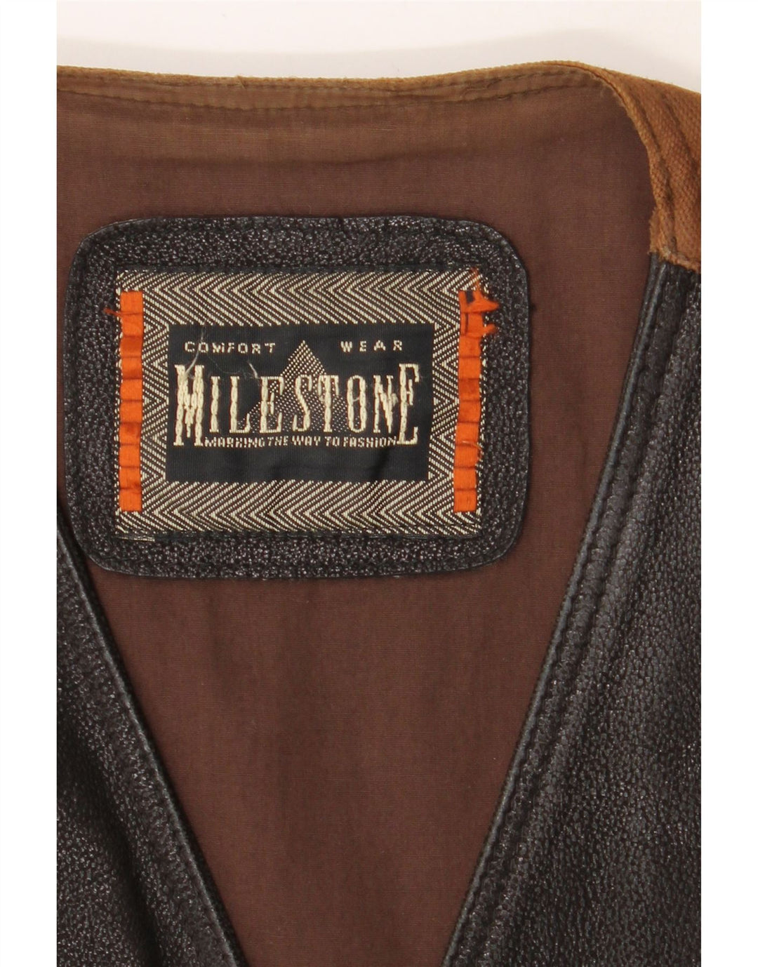 MILESTONE Mens Leather Waistcoat Medium Black Vintage Milestone and Second-Hand Milestone from Messina Hembry 