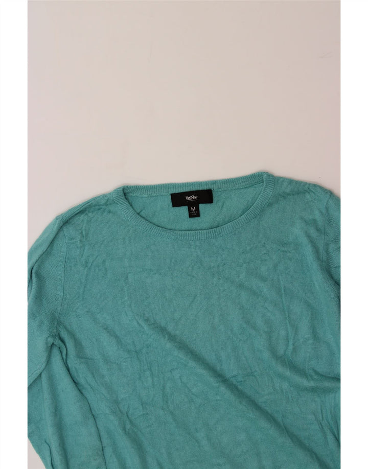 MOSSIMO Womens Boat Neck Jumper Sweater UK 14 Medium Turquoise Nylon Vintage Mossimo and Second-Hand Mossimo from Messina Hembry 