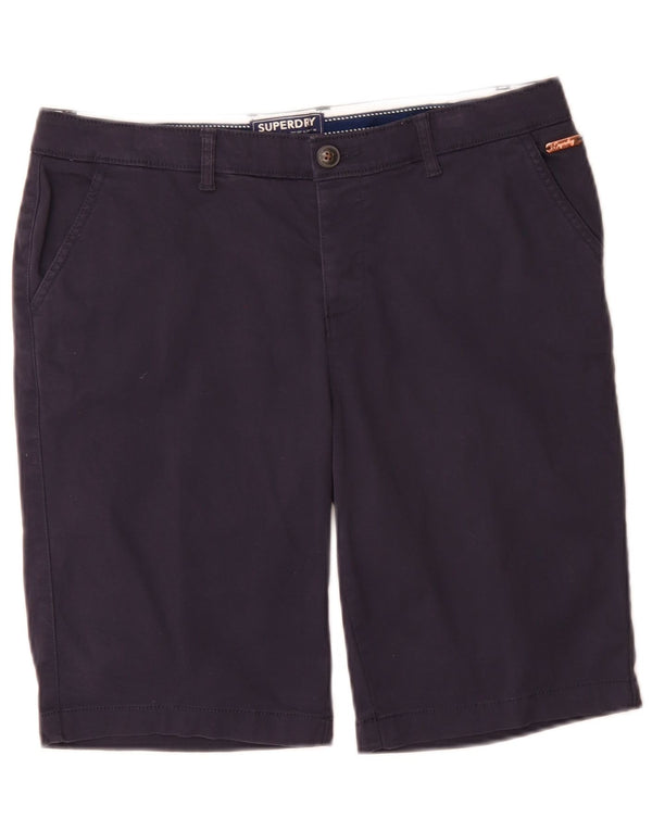 Superdry Womens Regular Chino Shorts UK 12 Médio W32 Azul Marinho Algodão