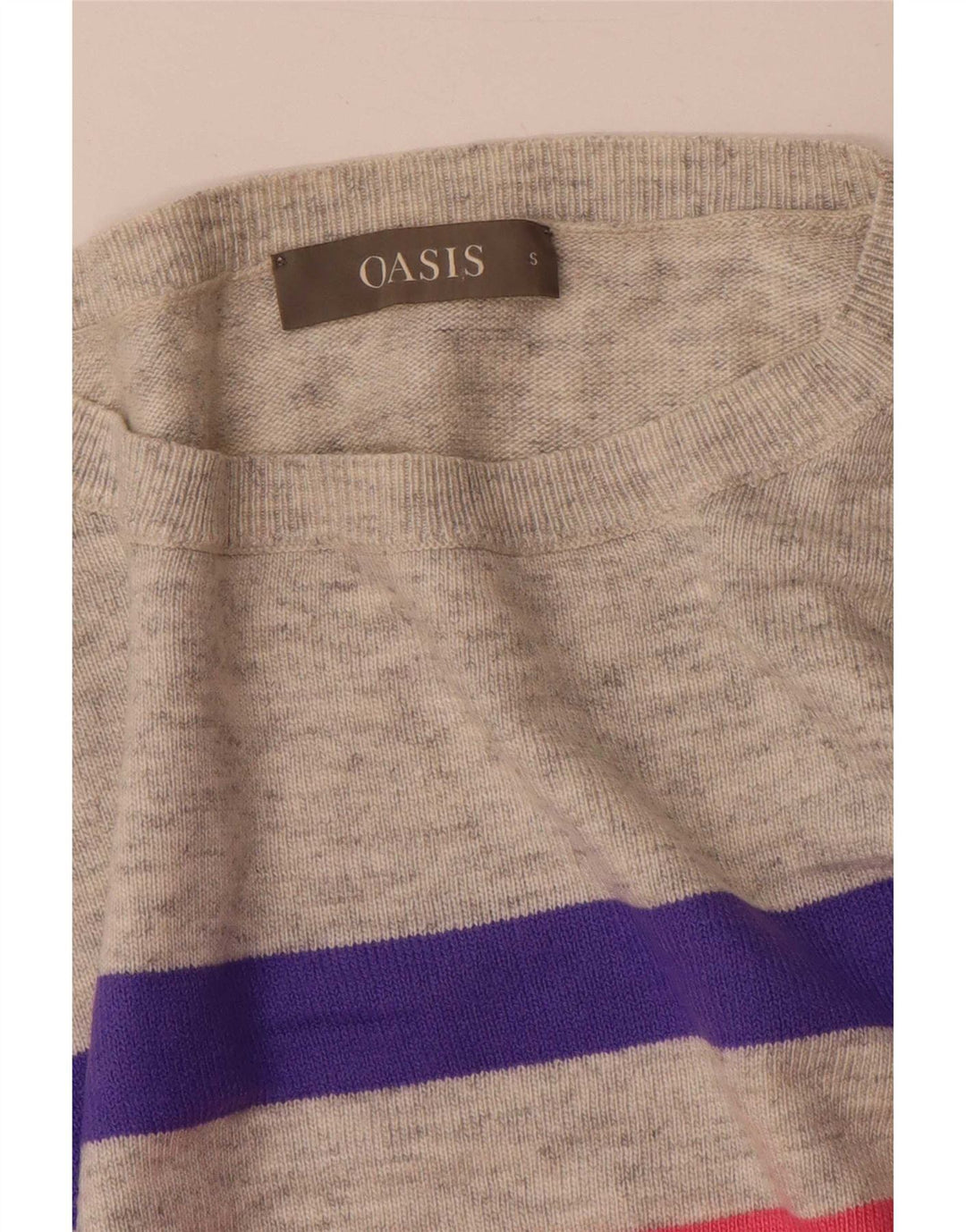 Suéter feminino Oasis com gola canoa e listrado pequeno multicolorido Reino Unido 10