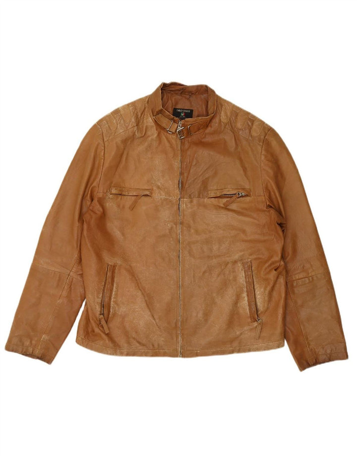 Jaqueta de couro masculina CARLO COLUCCI IT 54 2XL couro marrom